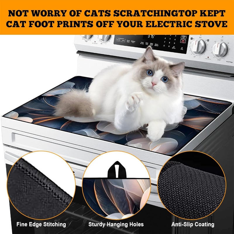 AOHMPT Multi-Design Stove Top Cover for Glass/Electric Stoves - 3-in-1 Heat-Resistant Protector Mat, Non-Slip Drying Rack 28"x20" - Image 4